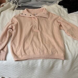 aerie Light Pink Snap-Front Pullover Sweatshirt